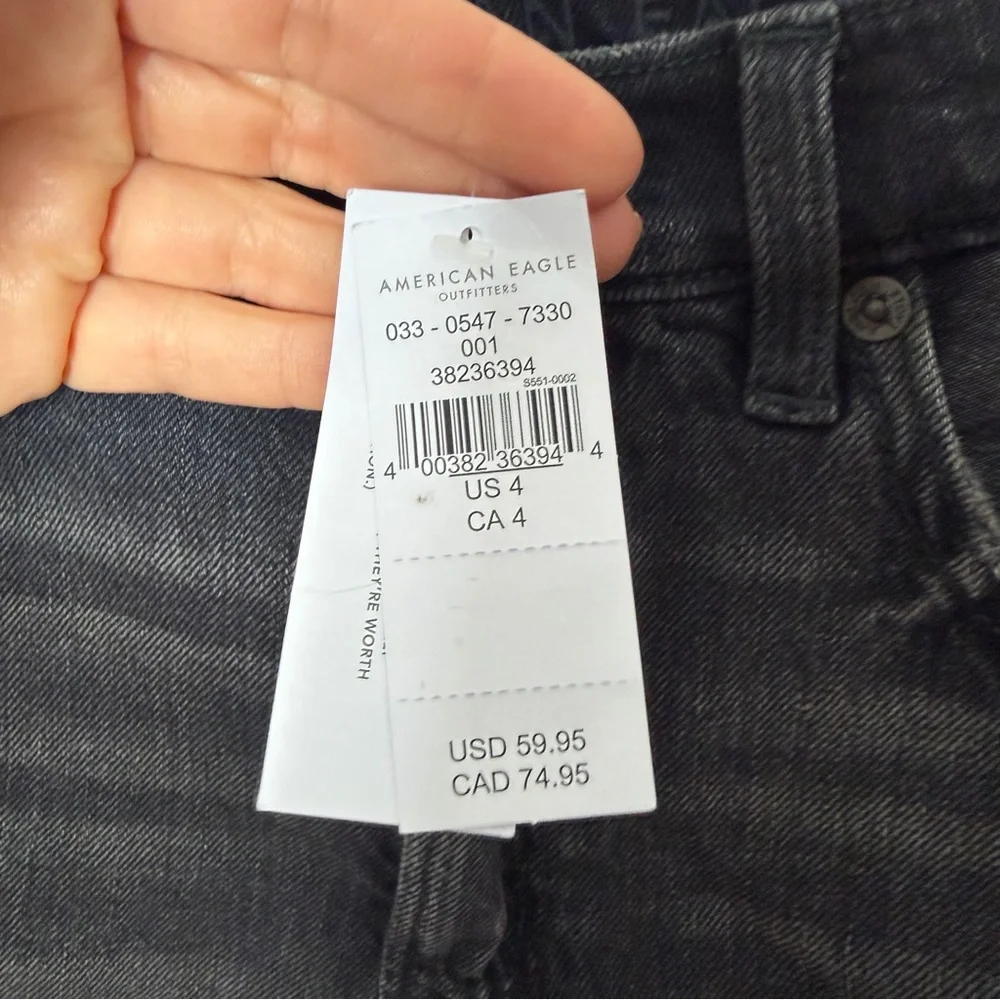 NEW American Eagle AE 90s High Rise Boyfriend Black Denim Jean Shorts